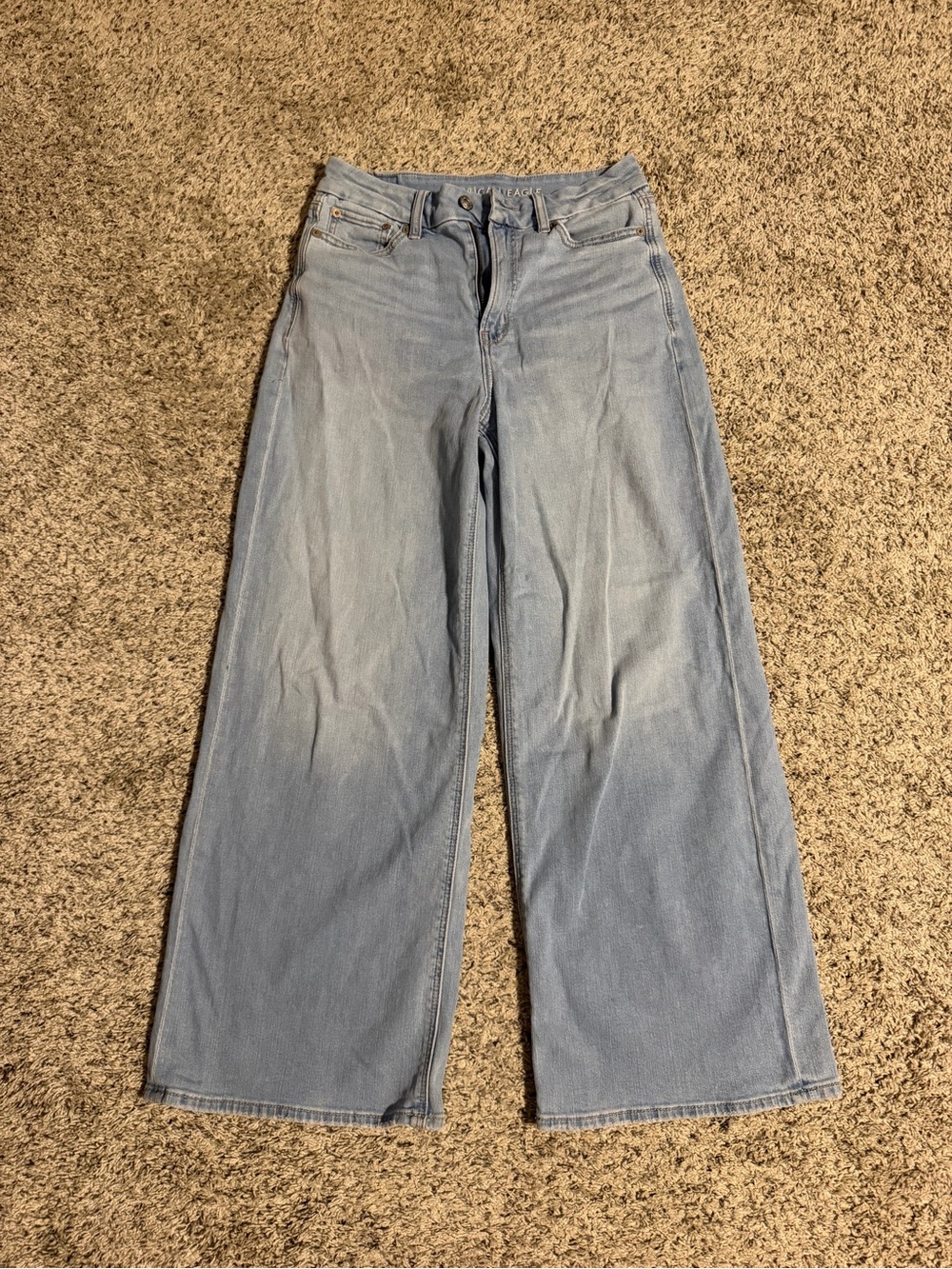 Dreamy Drape American Eagle Outfitters Light Blue Wide-Leg Jeans